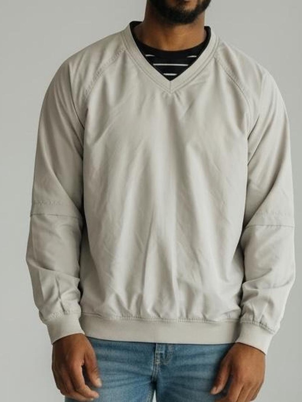 PGA Tour Men's V-Neck Pullover Cream windbreaker Large